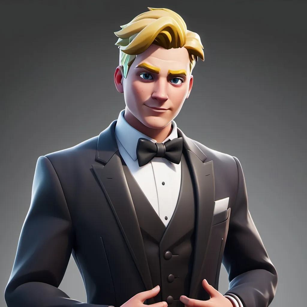 Prompt: genarate lachlen from fortnite but in a tuxedo fortnite