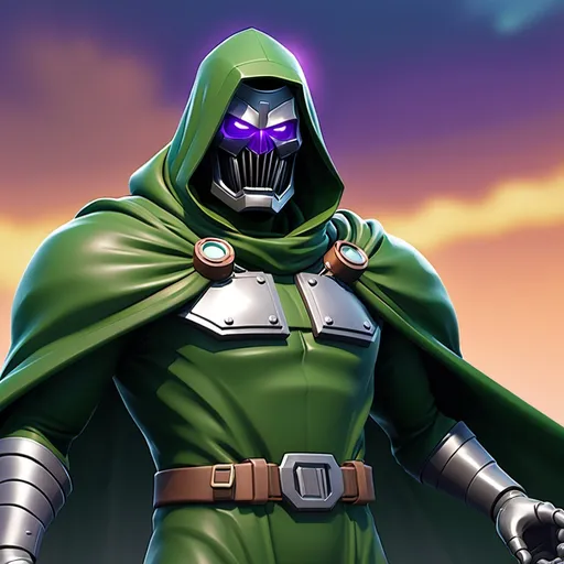 Prompt: fortnite doctor doom turning ito dust and dying