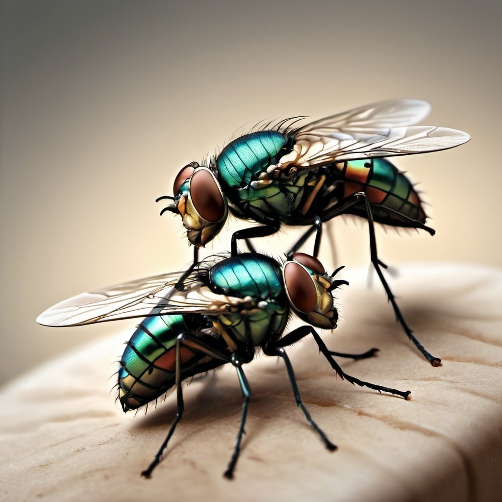 Two fly made love, 4k, UHD, photorealistic image