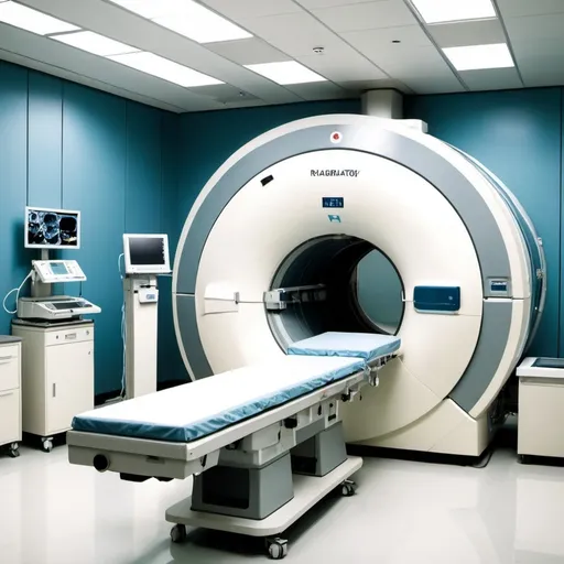 Prompt: Design large biomedical equipment rabaratory including MRI machine, and x ray machine 