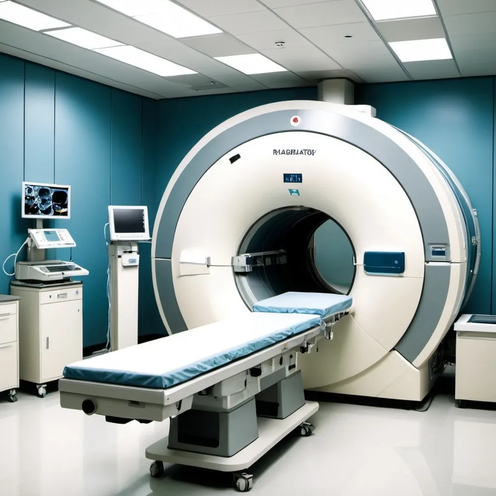 Prompt: Design large biomedical equipment rabaratory including MRI machine, and x ray machine 