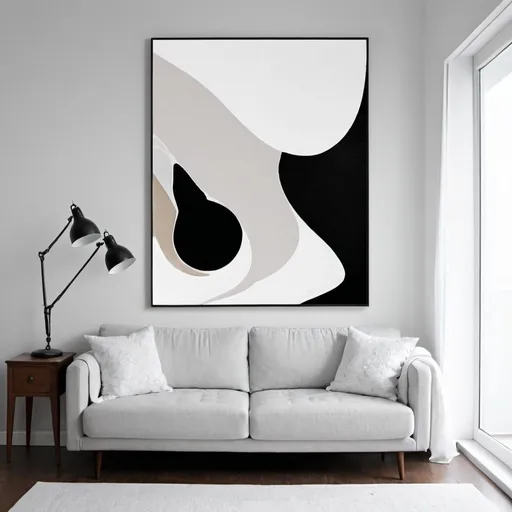 Prompt: CREATE  ABSTRACT ART LARGE ENOUGH TO HANG ON THE WALL WITH BLACK AND WHITE COLOUR