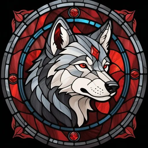 Prompt: (logo design), wolf icon, intricate decorations, greyish color palette, accents of faint red, modern stylistic elements, bold contours, clean lines, artistic simplicity, conveying strength and unity, suitable for a gaming guild, professional and captivating design, focusing on symbolism and identity.