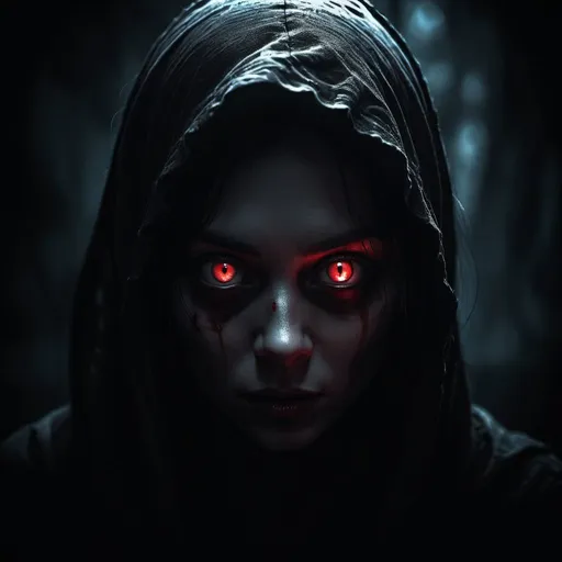 Prompt: only red eyes emerging from darkness, abyss, detailed eyes, eerie atmosphere, high contrast, horror, digital rendering, intense red tones, ominous lighting, creepy, shadowy silhouette, mysterious, sinister vibe