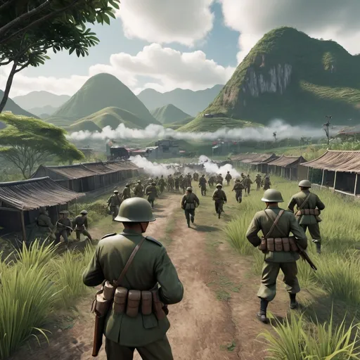 Prompt: VR/AR/XR-enhanced metaverse on Vietnam's Dien Bien Phu battle in 1954