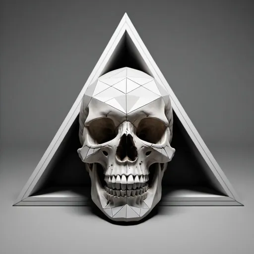 Prompt: A skull in the shape of a triangle and in three dimensions for intro