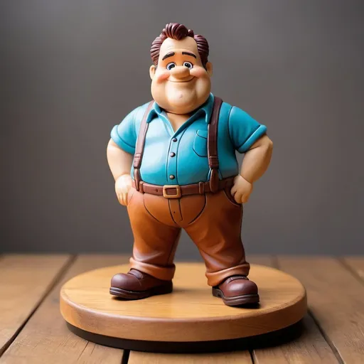 Prompt: figurine of Barney Gumble, on a wooden base, full body shot, perfect face, depth of field,