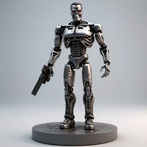 Prompt: figurine of Terminator 1, on a  base, full body, physically based rendering, full body shot, depth of field,