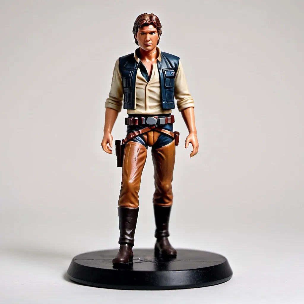Prompt: figurine of Han Solo, on a  base, full body, full body shot, depth of field,
