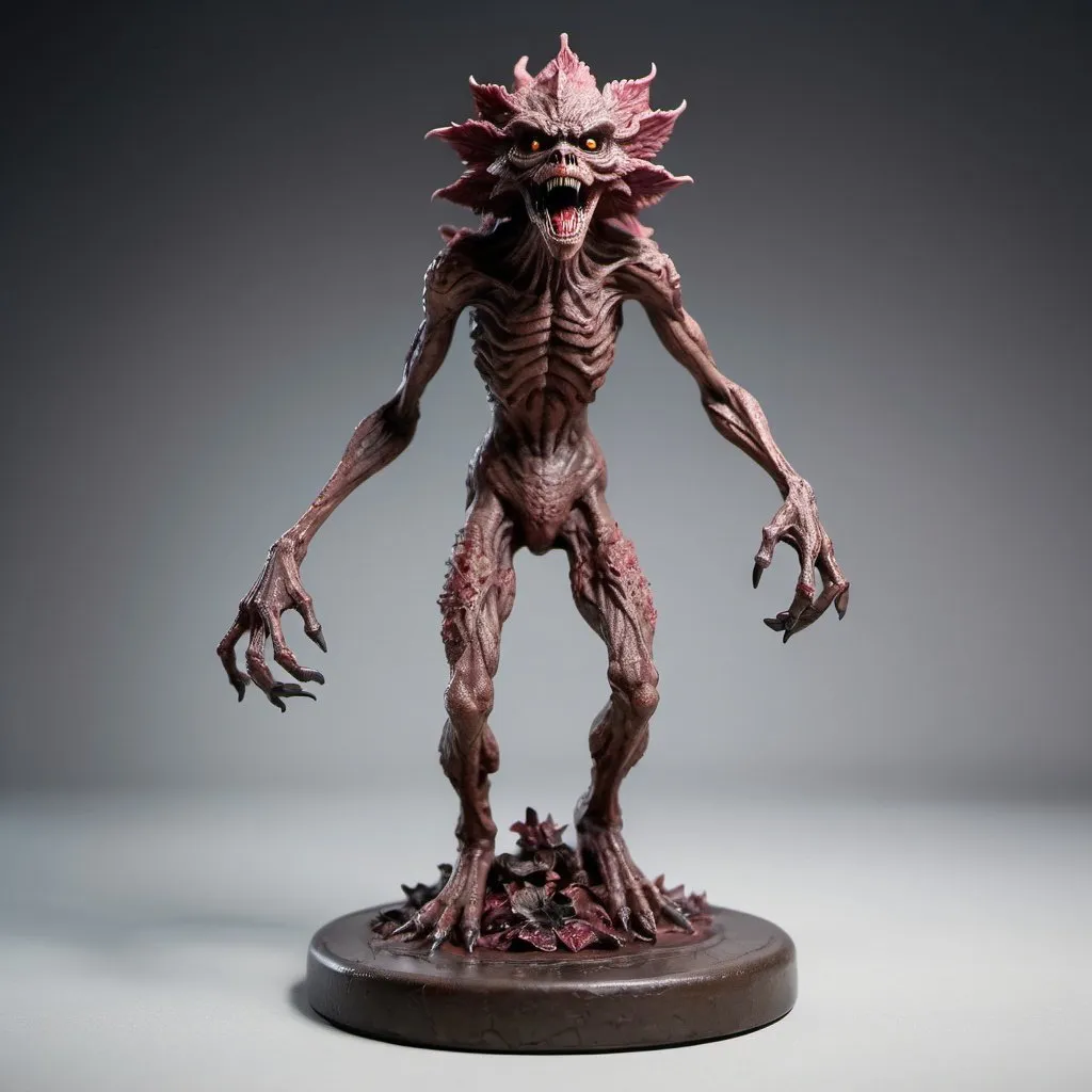 Prompt: figurine of Demogorgon, on a  base, full body, full body shot, depth of field,