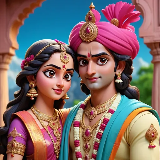 Prompt: radha krishan in one frame 3d animeted 