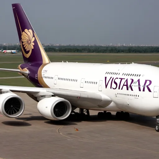Prompt: A Vistara A380 plane