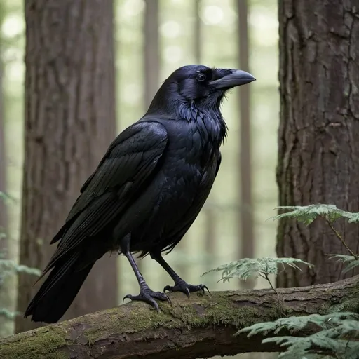 Prompt: Raven in the woods