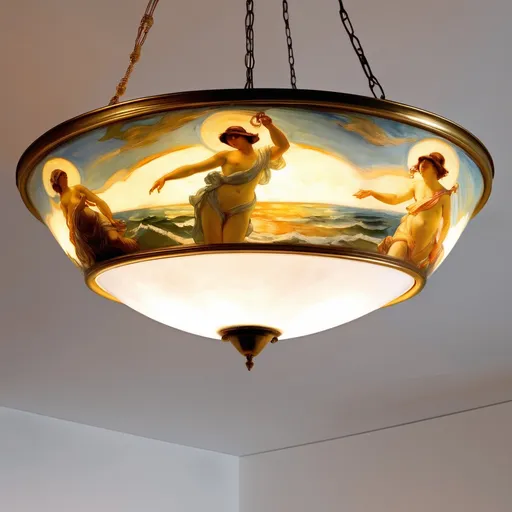 Prompt: ceiling lamp that conveys the aesthetic of the paintings of the Valencian painter Joaquin Sorolla.