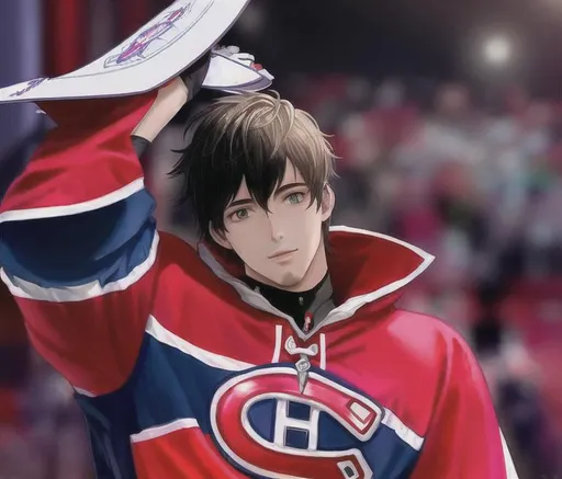 Prompt: Carey Price from the Montréal Canadiens hockey team, but as an anime character. Fantasy anime art style