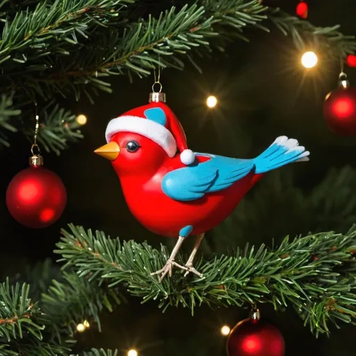Prompt: Christmas bird on the tree