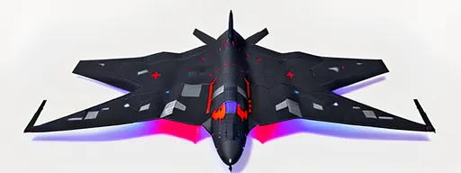 Prompt:  4d, CENTERED, vivid colors, very detailed, white and BLACK STEALTH BOMBER PLANE, holding bright black glowing star, high detail, RED AND BLUE ACCENTS, WHITE background, 