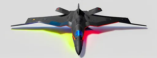 Prompt:  4d, CENTERED, vivid colors, very detailed, white and BLACK STEALTH BOMBER PLANE, bright black glowing star, high detail, RED AND BLUE ACCENTS, YELLOW background,