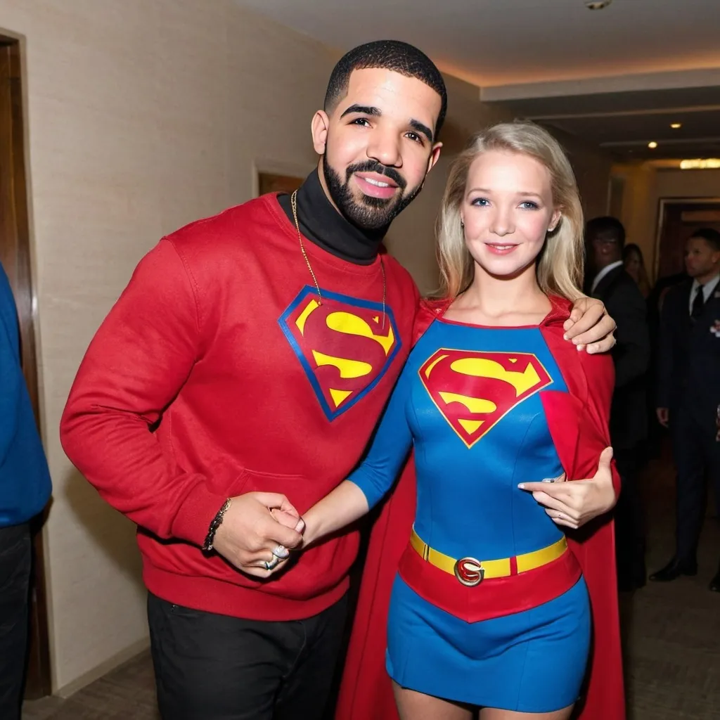 Prompt: Drake with a Supergirl 