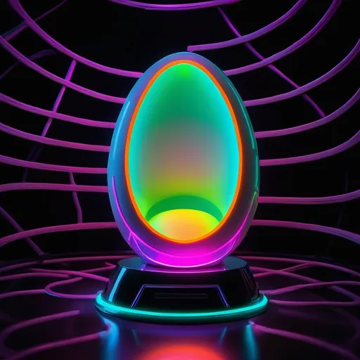 Prompt: Futurristic neon egg blank background 