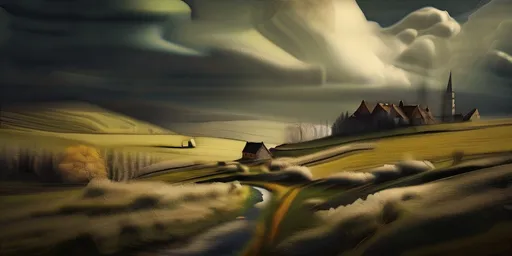 Prompt: landscape rembrandt style