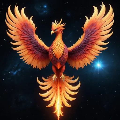 Prompt: the bigest phoenix on the space