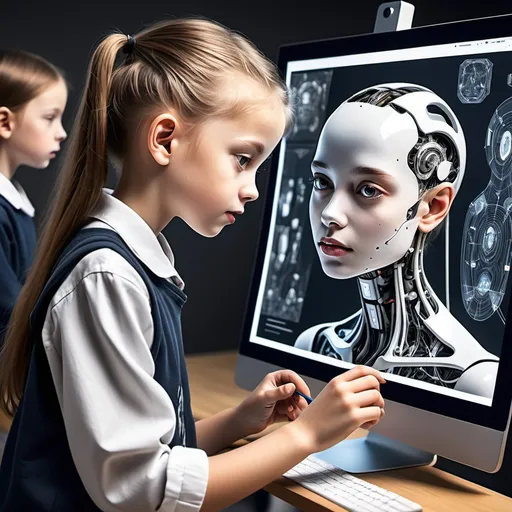 Prompt: اعطني صورة تظر التلاميذ في المستقبل مع التعليم بالذكاء الاصطناعي في مادة الرسم بطريقة مبدعة