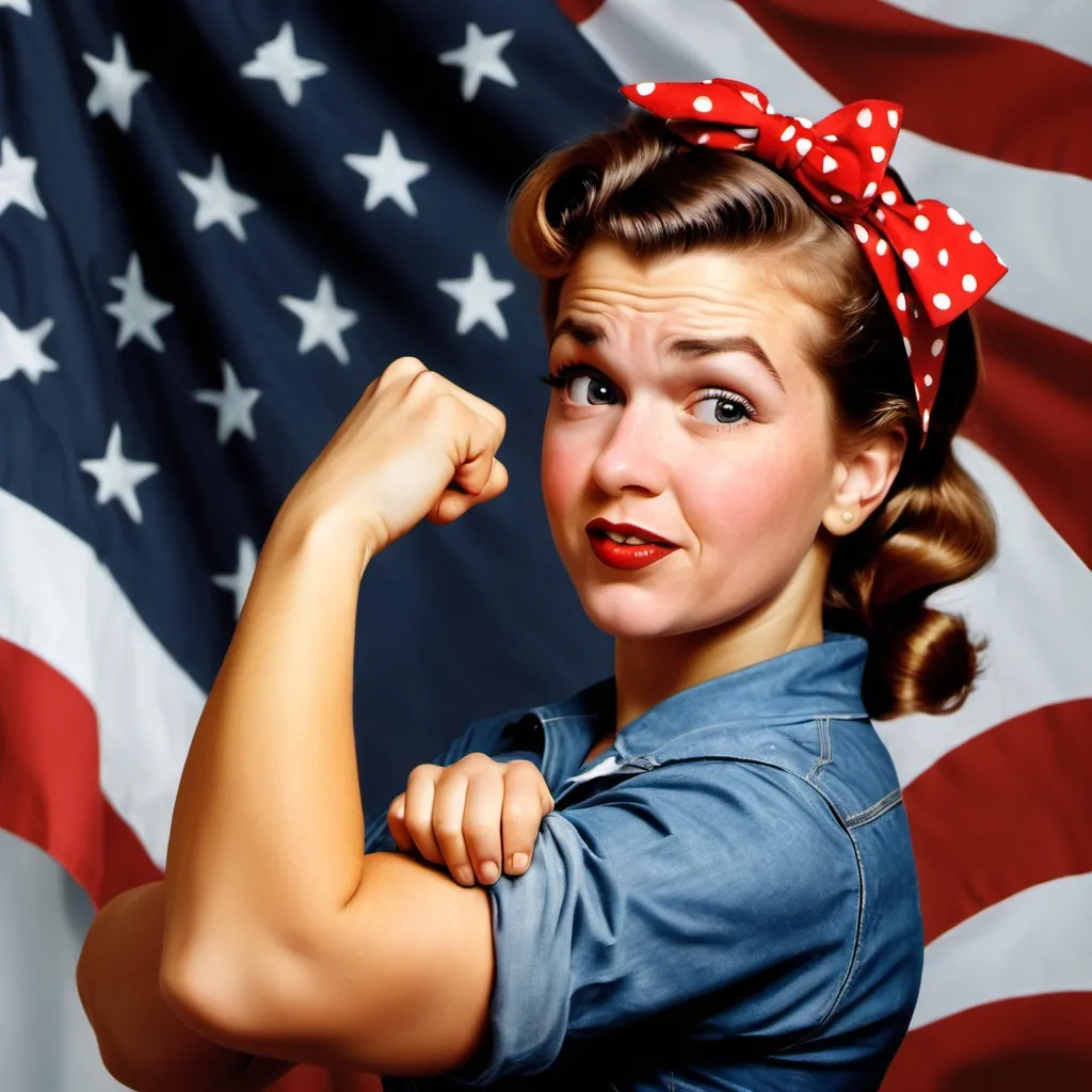 Prompt: make a photo of rosie the rivetter