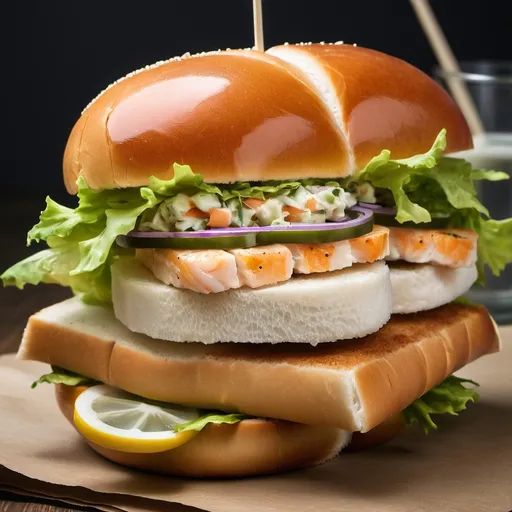 Prompt: make a photo of a fish sandwich