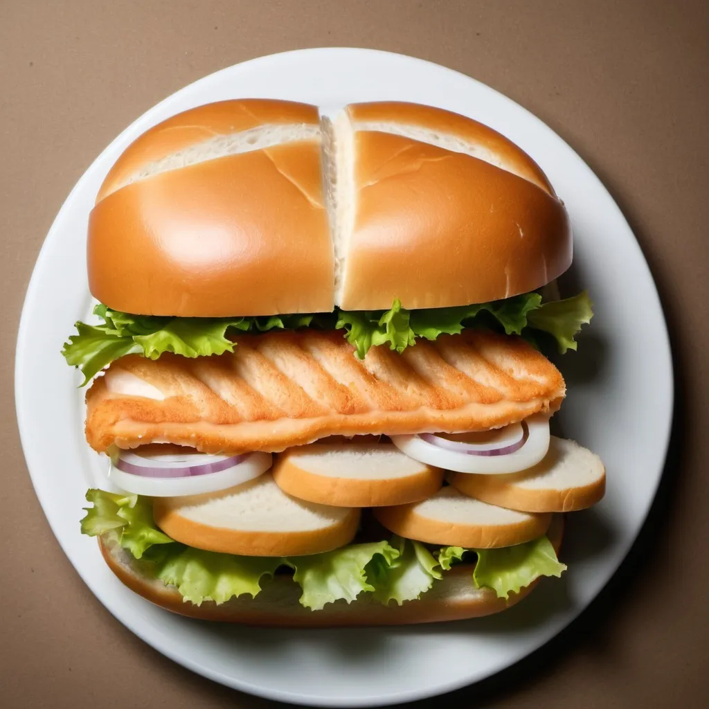 Prompt: make a photo of a fish sandwich