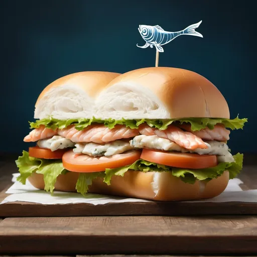 Prompt: make a photo of a fish sandwich