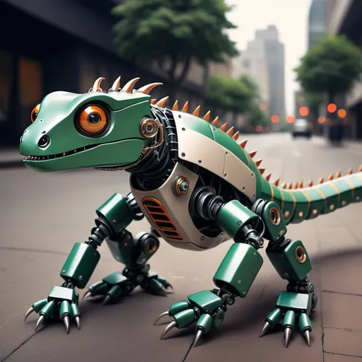 Prompt: make a photo of robot lizard
