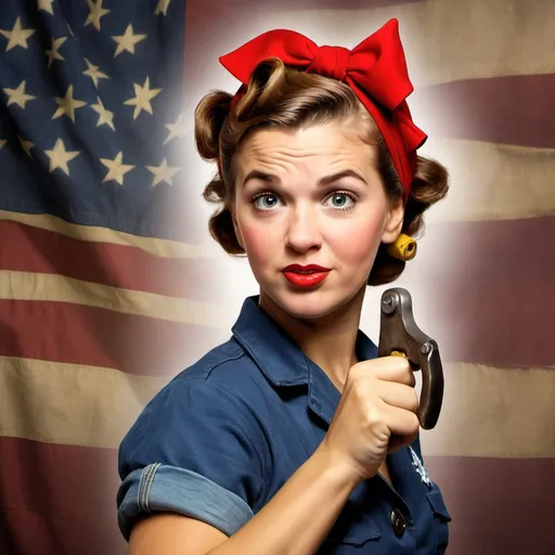 Prompt: make a photo of rosie the rivetter