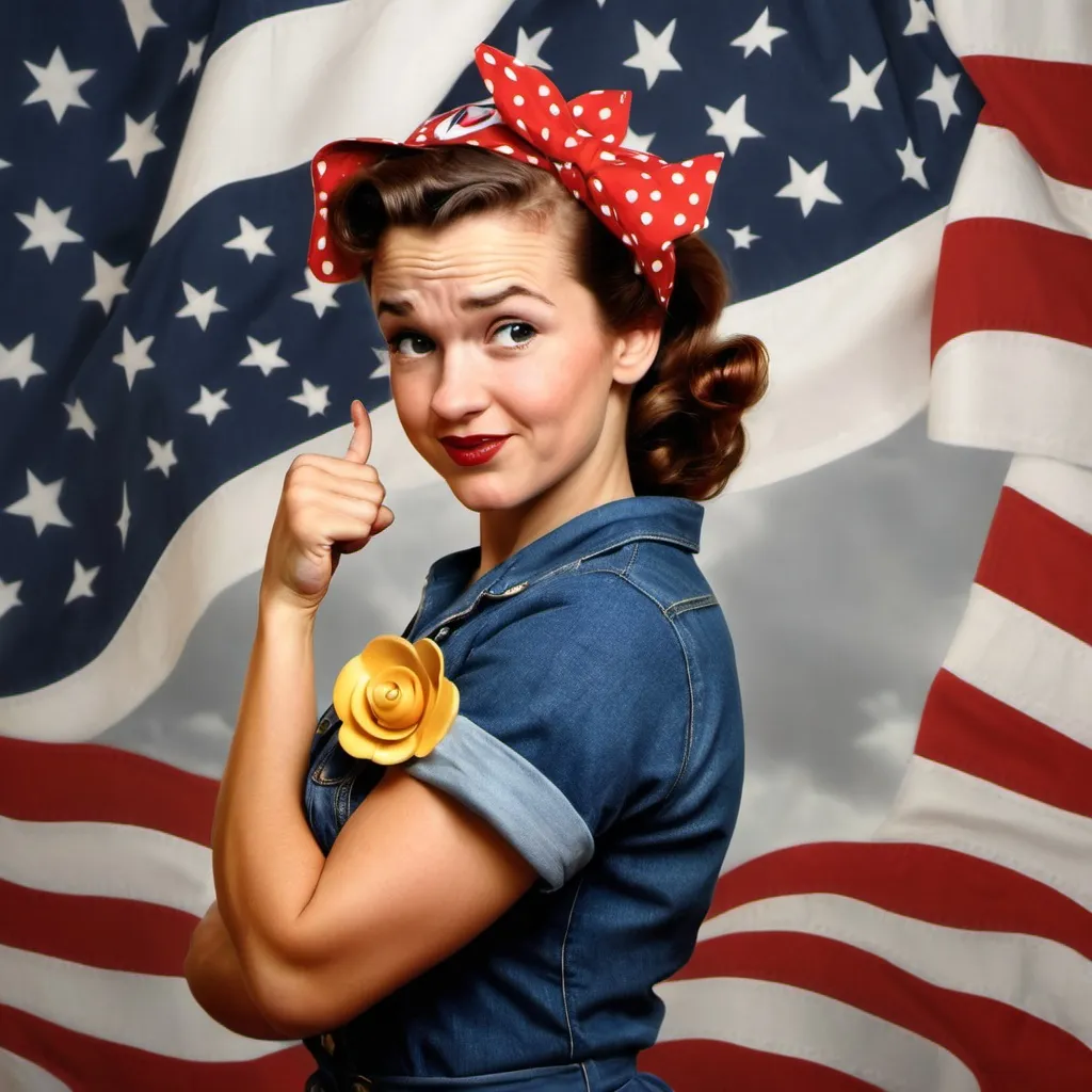 Prompt: make a photo of rosie the rivetter