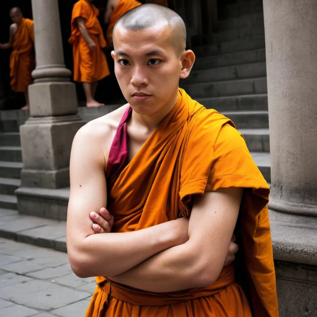 Prompt: make a photo of a monk?