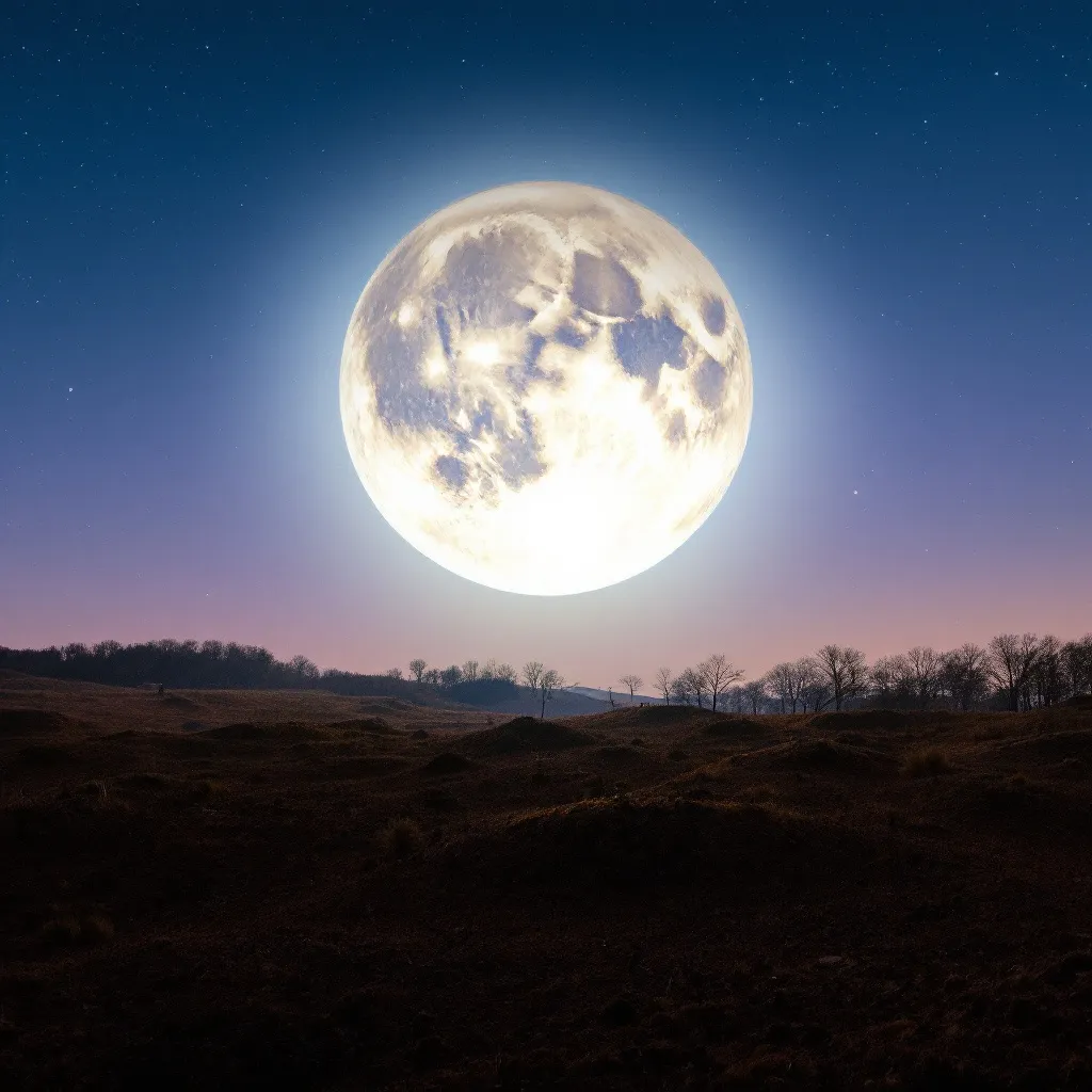 Prompt: make a photo of a big full moon in the sky