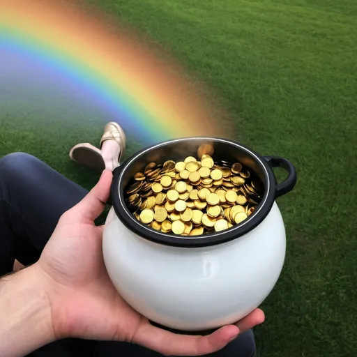 Prompt: Make a photo of a pot of gold?