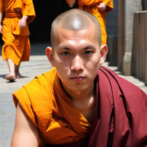 Prompt: make a photo of a monk?