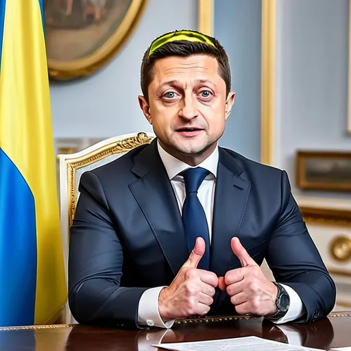 Prompt: Make a photo of Ukrainian president zelensky?