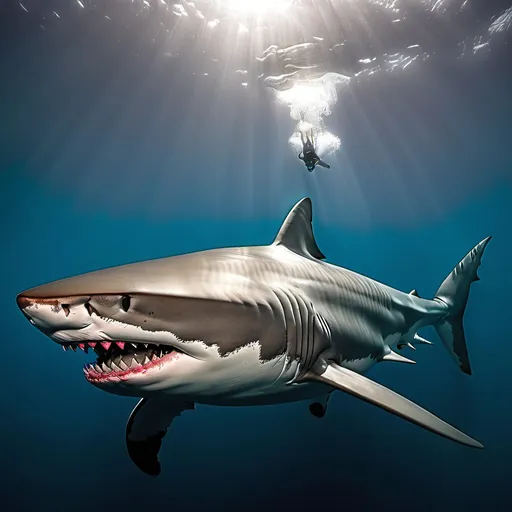 Prompt: Make a photo of a really big shark?