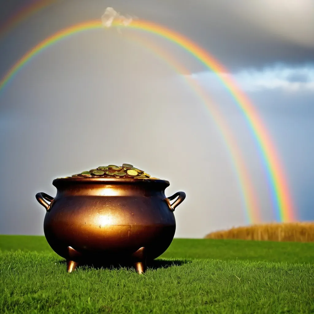 Prompt: Make a photo of a pot of gold?