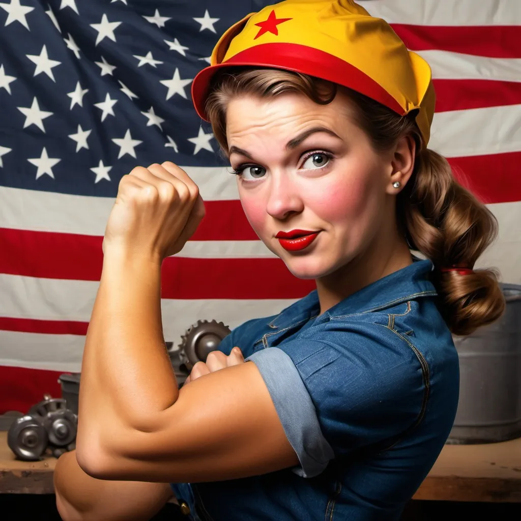 Prompt: make a photo of rosie the rivetter