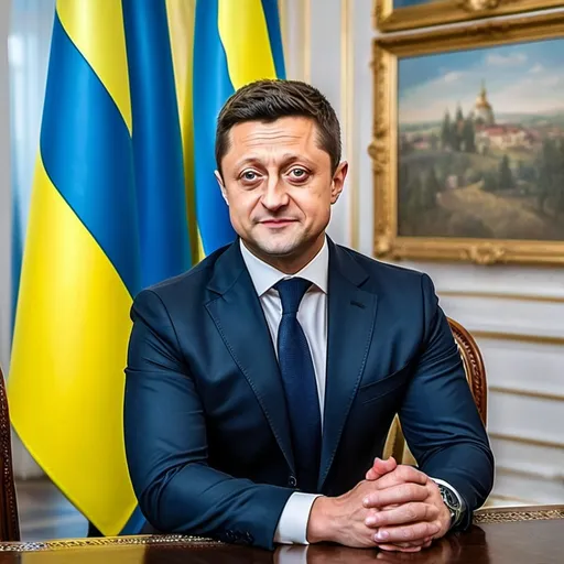 Prompt: Make a photo of Ukrainian president zelensky?