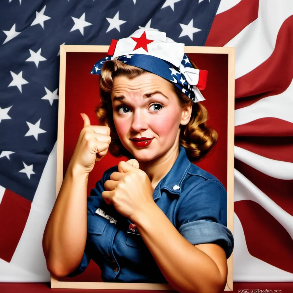 Prompt: make a photo of rosie the rivetter