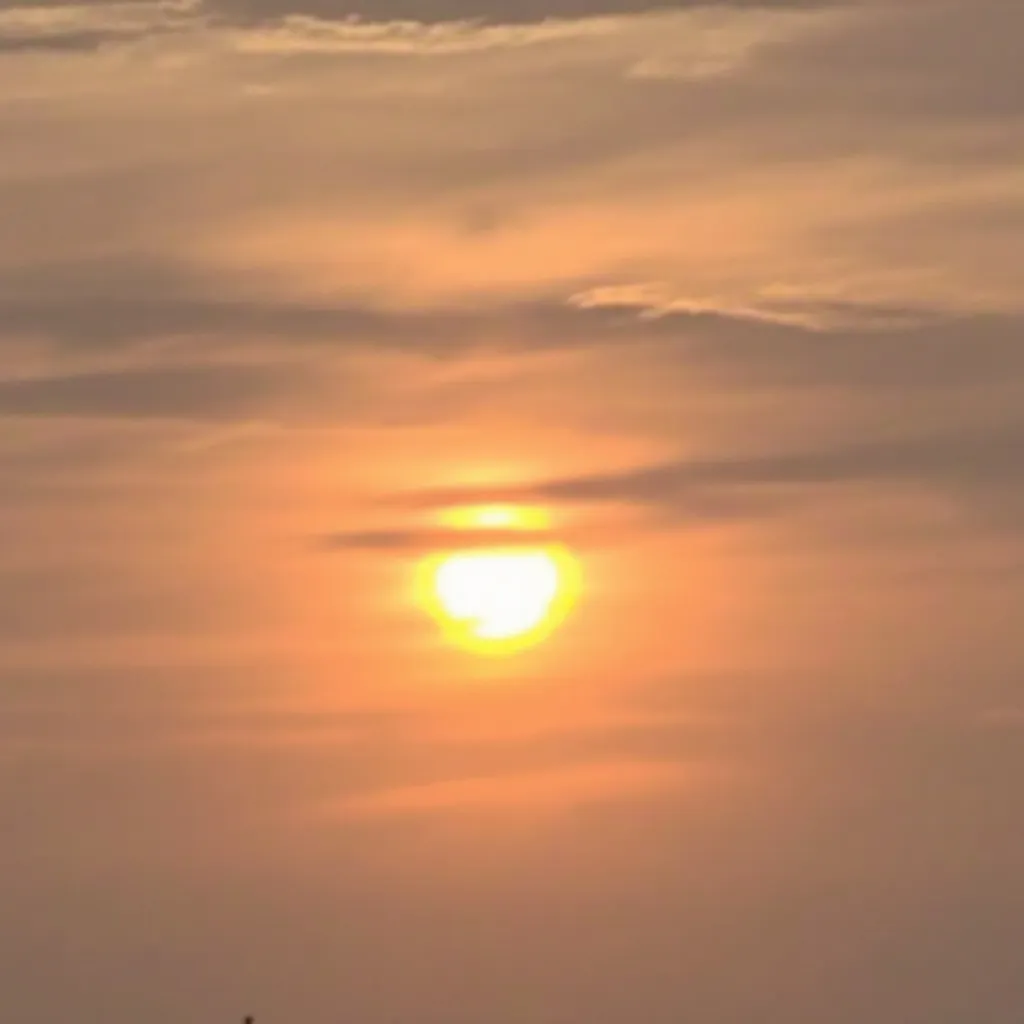Prompt: make a photo of a dim sun in the sky