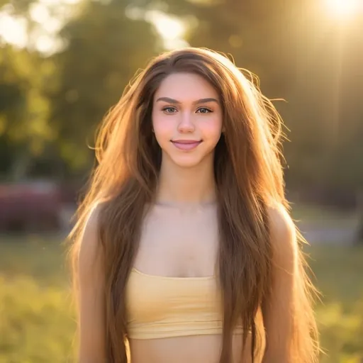 Prompt: College aged transgender woman who is 5’7 and 130lbs, who passes as a cisgender woman with light brown hair and white skin, at the age of 22 years old. Beautiful, soft hair and skin, lightly bronzed by the sun goddess herself