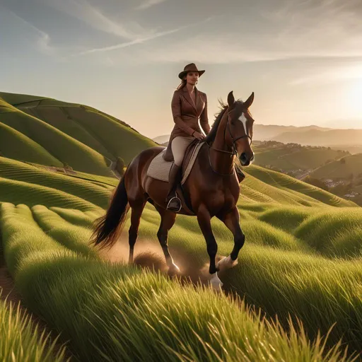 Prompt: <mymodel>Hyper realistic full-body, close enough to see details rendering of Lucien Gearalt Tomás riding a dark chestnut thoroughbred, across a verdant field in casual attire, no hat. photorealistic, sharp, highly detailed, Golden Hour beach setting, detailed facial features, realistic skin texture and tones, high quality, 4k resolution, photorealism, beach landscape, detailed rendering, crisp, full-body shot, realistic lighting