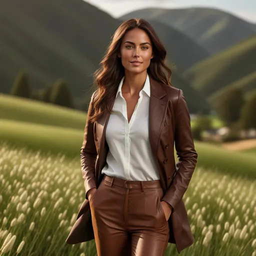 Prompt: <mymodel> Hyper realistic full-body, rendering of an athletically built 34-25-33, height 5' 7", walking across a verdant field in casual attire, no hat. photorealistic, sharp, highly detailed, Golden Hour detailed facial features, realistic skin texture and tones, high quality, 4k resolution, photorealism, landscape, detailed rendering, crisp, full-body shot, realistic lighting