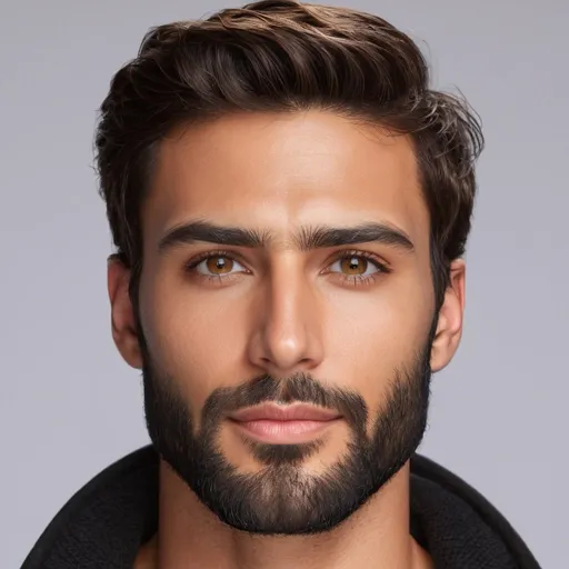 Prompt: side view Composite face of a 30-year-old man, hyper-realistic, photorealistic, Well-Defined Brow Ridge, deep-set hazel eyes, strong chiseled jawline and chin, short wavy hair with short full beard, high cheekbones, symmetrical, subtle contour nose, defined nostrils, defined lips, tanned complexion, high quality, photorealism, detailed features, realistic, symmetrical, hazel eyes, chiseled jawline, wavy hair, full beard, high cheekbones, detailed nose, photorealistic lighting