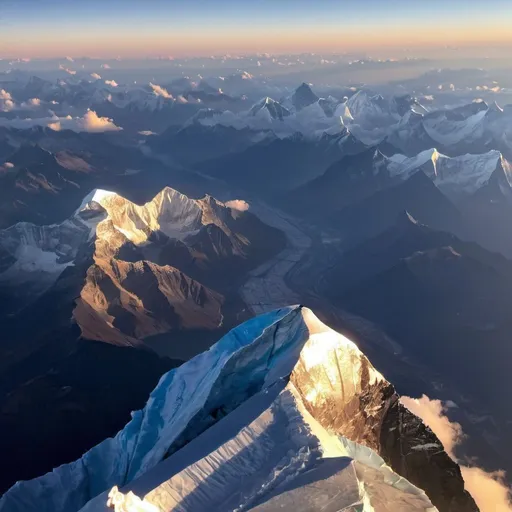 Prompt: Impressive view from the top of Mount Everest